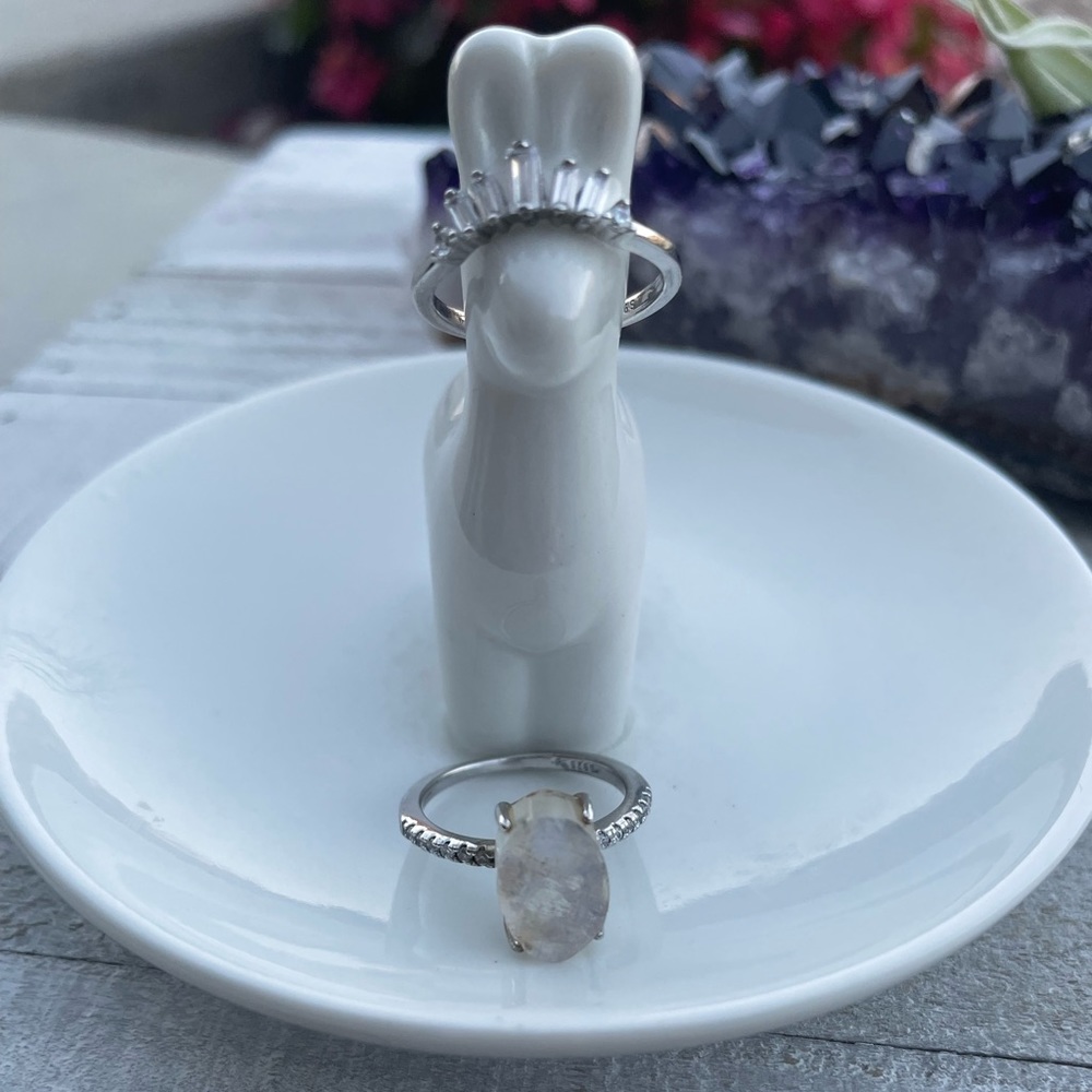 925 SS Raw Moonstone Stacking Ring Set - Picture 8 of 16